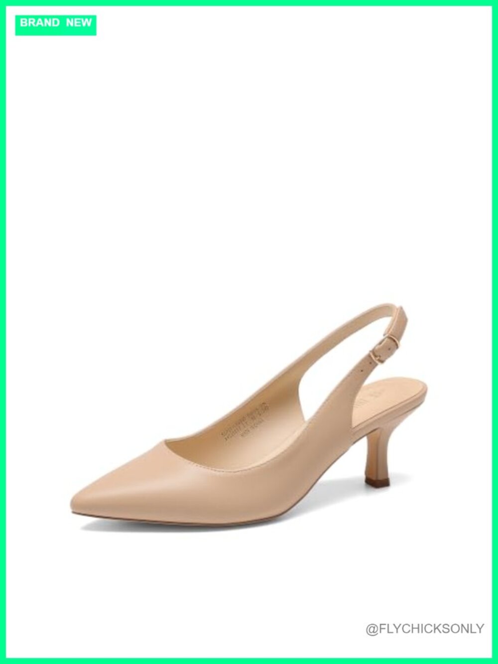 Women's Kitten Slingback Heels Pumps Pointed Toe Faux Leather